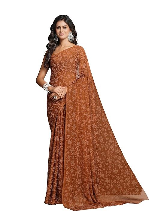 Garden Vareli Lock Chiffon Viscose Brasso Floral Saree