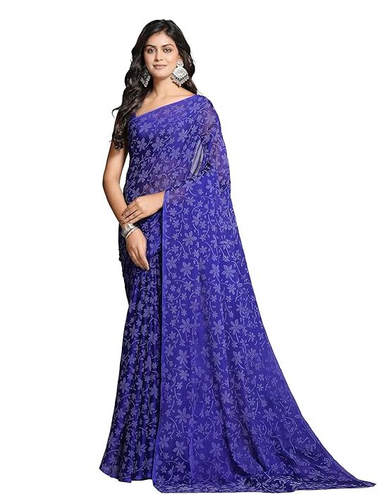 Garden Vareli Lock Chiffon Viscose Brasso Floral Saree