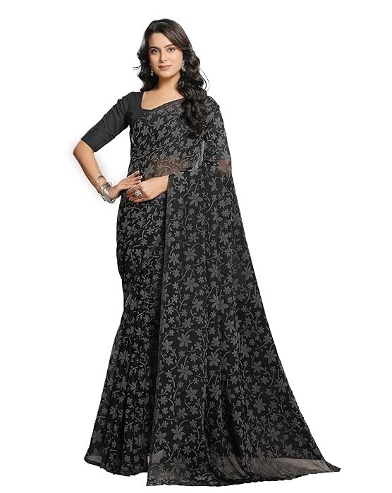 Garden Vareli Lock Chiffon Viscose Brasso Floral Saree