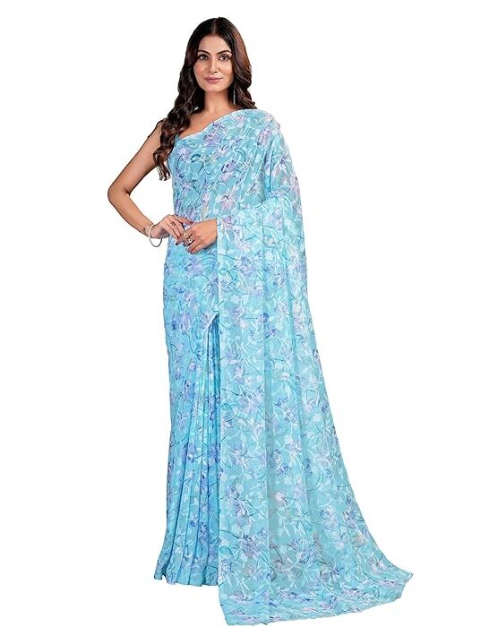 Garden Vareli Lock Chiffon Viscose Brasso Floral Saree
