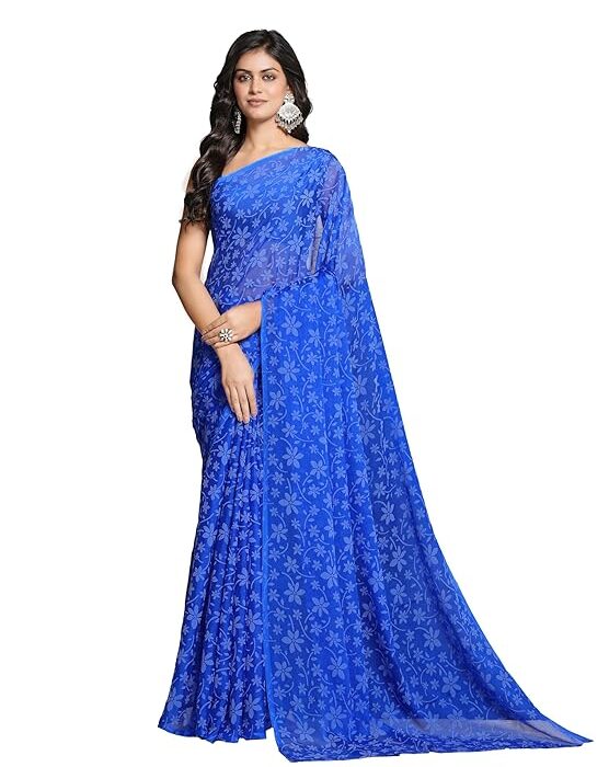 Garden Vareli Lock Chiffon Viscose Brasso Floral Saree