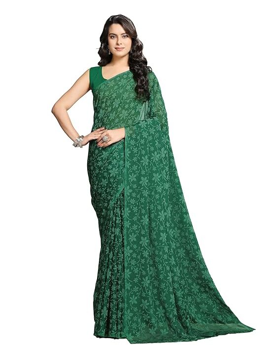 Garden Vareli Lock Chiffon Viscose Brasso Floral Saree