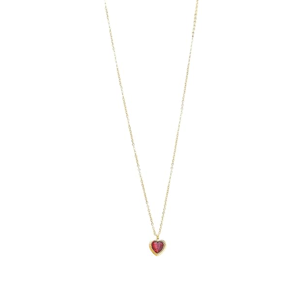 Red Emerald Heart Pendant Necklace for Women