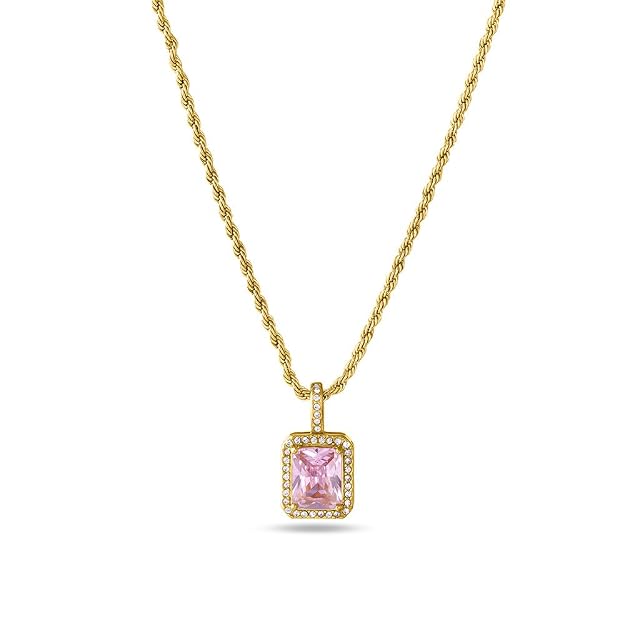 Pink Emerald Geometric Pendant for Women