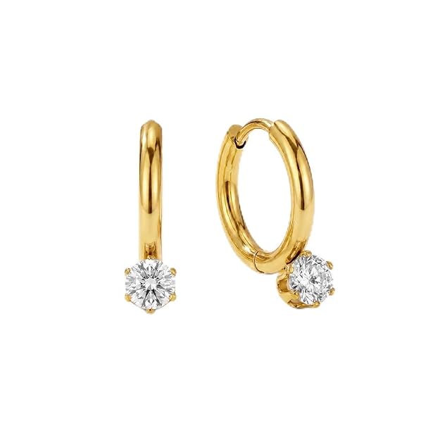 Athena Solitaire Hoop Earrings - Waterproof & Anti Tarnish Earrings