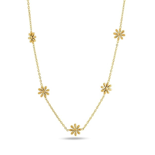 18k Gold Plated Daisy Flower Necklace for Women