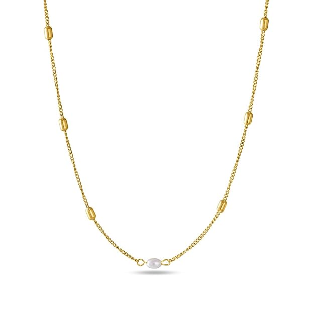 18k Gold Plated Single Pearl Necklace