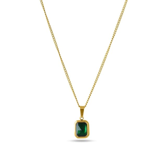 18k Gold Plated Classic Emerald Necklace for Women