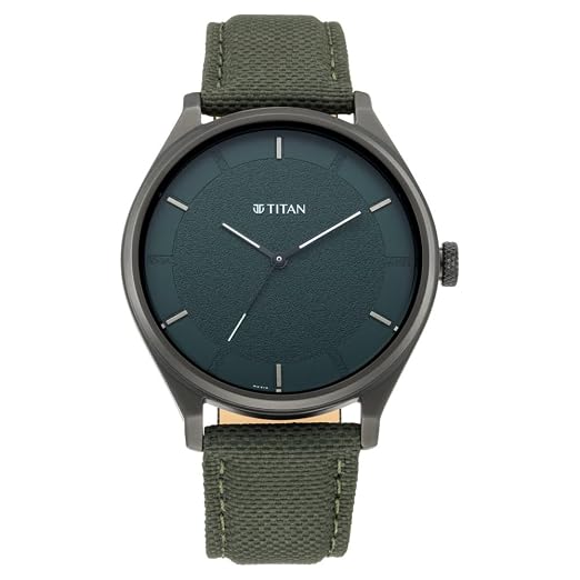 Workwear Quartz Analog Hunter Green Dial Olive Green Leather Strap Watch