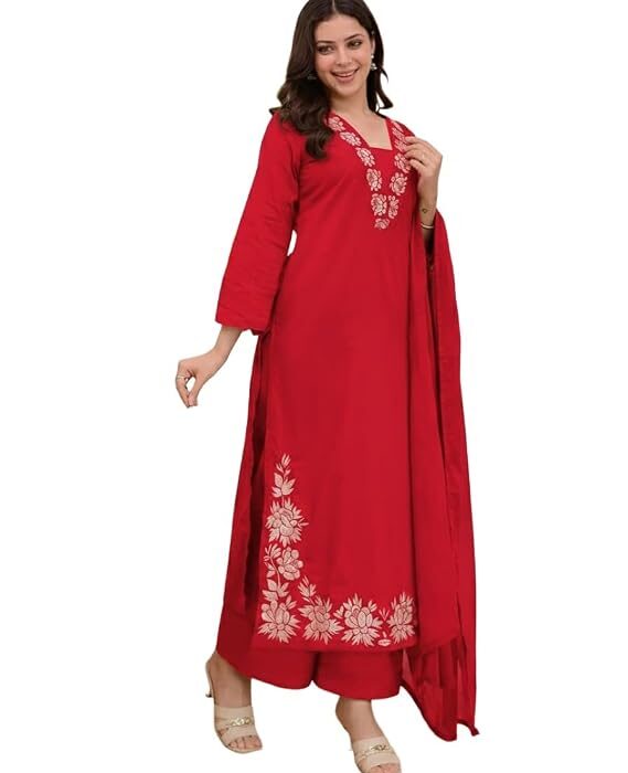 .Pure Cotton Embroidered Kurta Set for Women