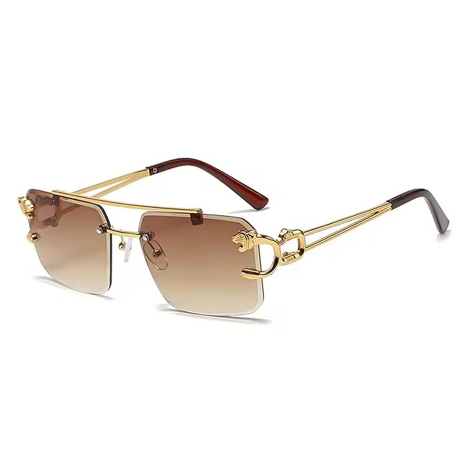Rimless Diamond Cut Rectangular sunglasses