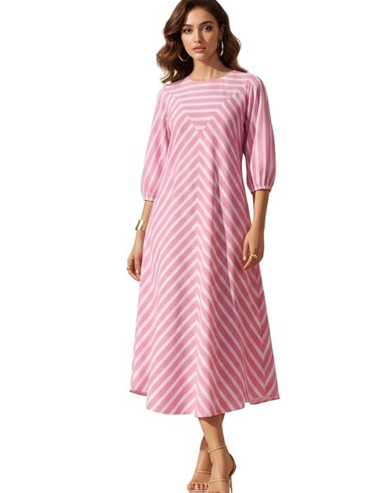 Women's Dress 3/4 Sleeve Midi for Casual Office & Party