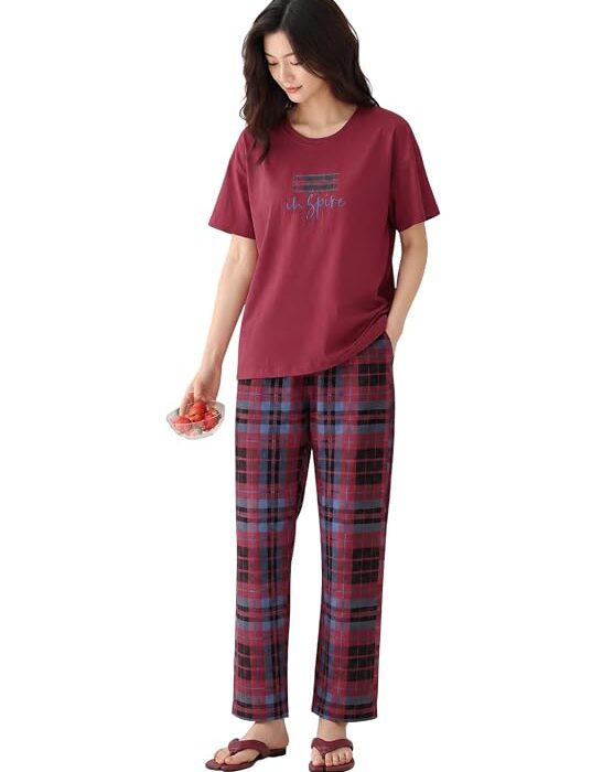 Celary Korean Women’s Pyjama Set|Half Sleeve T-Shirt & Printed Pyjama Set for Women