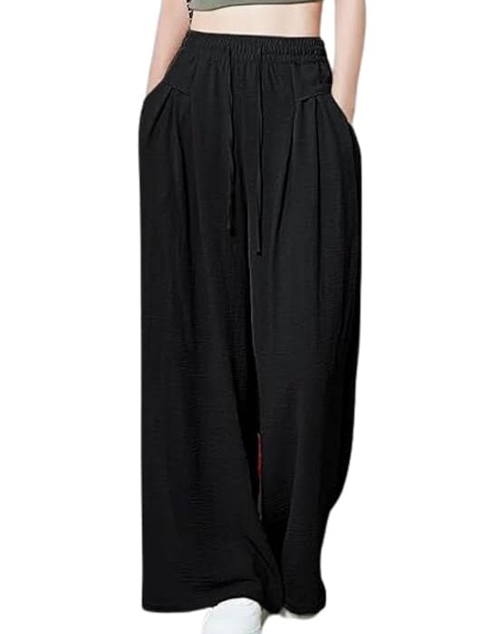 GRECIILOOKS High Waist Polycotton Trousers for Women