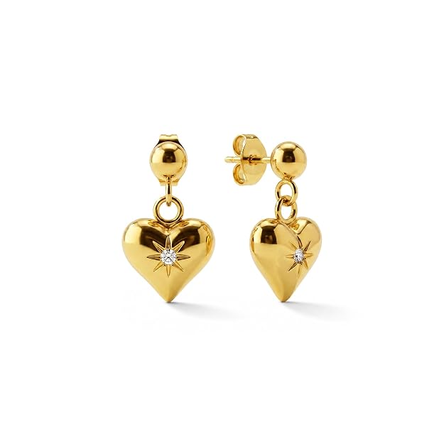 Crystal Heart Drop Earrings for Women - Waterproof & Anti-Tarnish
