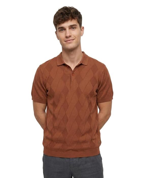 Men Regular Fit Structure Self Pattern Pure Cotton Crew Neck Half Sleeve Casual T-Shirt