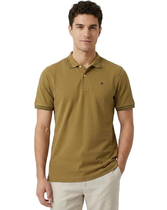 Men Modern Fit Solid Pattern Pure Cotton Polo Neck Half Sleeve Casual T-Shirt