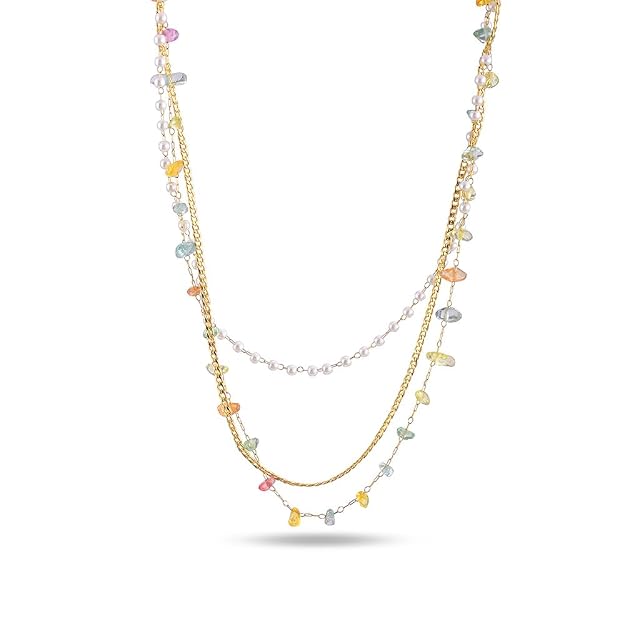 Rainbow of Gems Layered Necklace for Women