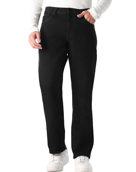 Men's Cotton Stretch Cargo Jeans | Solid | Straight Fit