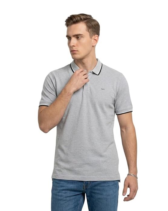 Men Regular Fit Solid Pattern Pure Cotton Polo Neck Full Sleeve Casual T-Shirt