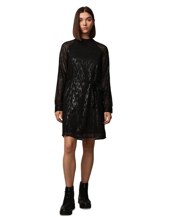 Women's Embellished Jacquard Fit & Flare Mini Dress