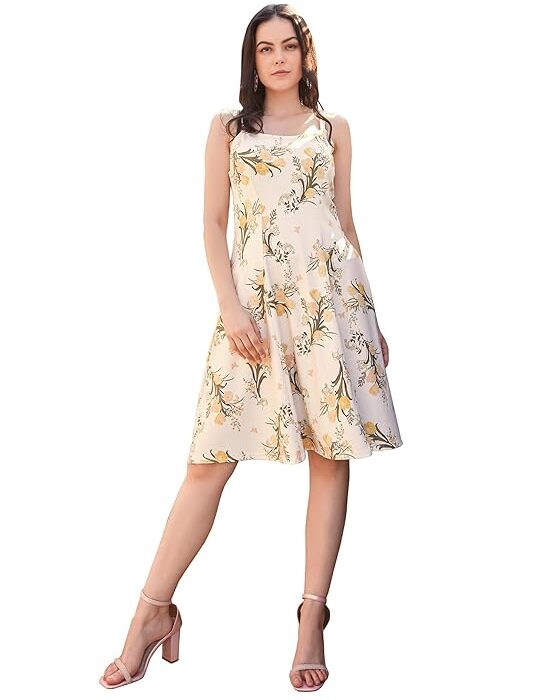 PURVAJA Women’s Fit & Flare Knee Length Dress