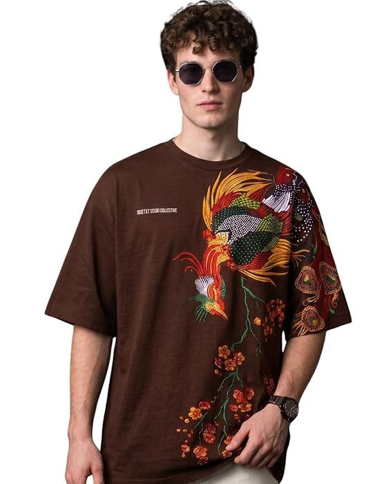 Men Heavy 240 GSM Oversized Puff Printed Pure Cotton T-Shirt