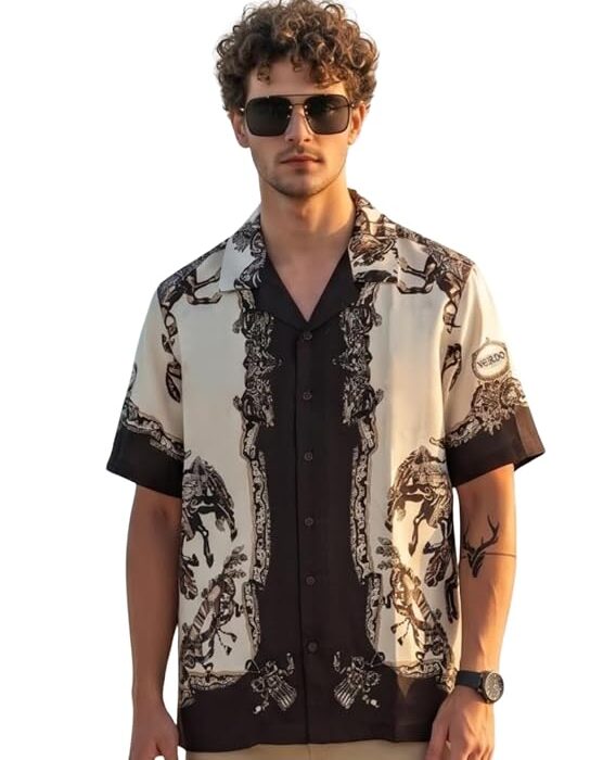 Men's Oversized All Over Printed Casual Shirt Drop Shoulder Baggy Fit