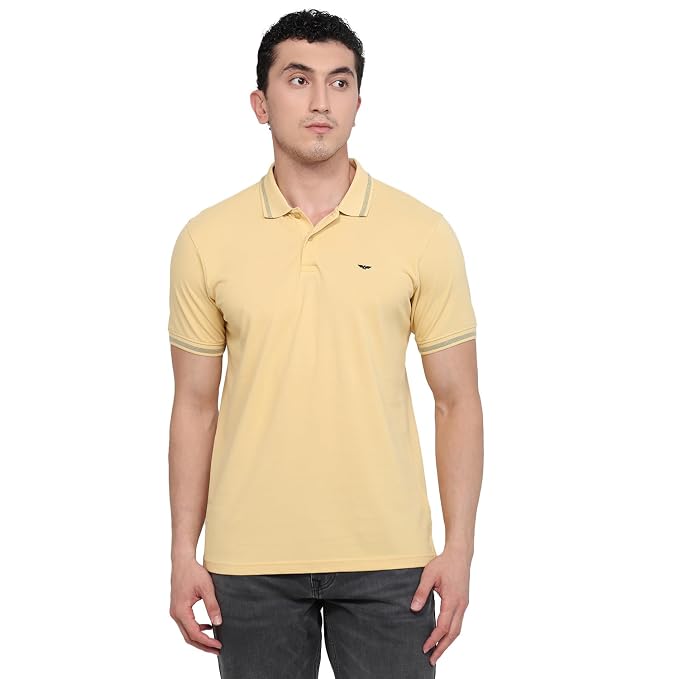 Men Slim Fit Solid Pattern Pure Cotton Polo Neck Half Sleeve Casual T-Shirt