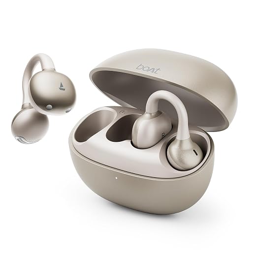 Launch Airdopes ProClip,Air Conduction Tech,Feather-Light Earbuds,Clip-On Design,All Day Wear Comfort,52H Battery,12mm Dynamic Drivers,App Support,BT v6.0,OWS Earbuds with mic