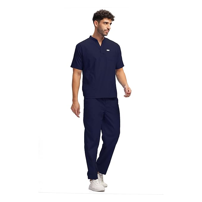 Classic Men's 5-Pocket Mandarin Collar Scrub Suit