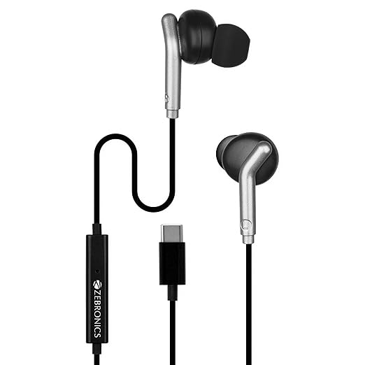 Type-C Wired Earphones, in-Line MIC, Deep Bass, 1.2m Cable, 10mm Neodymium Driver, Light Weight, in-Ear Design, Compatible with Mobile, Tablet, Laptop (Bro C, Black)