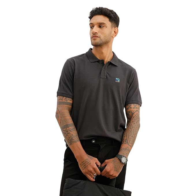 Men's Classic Embroidered Patch Polo T-Shirt