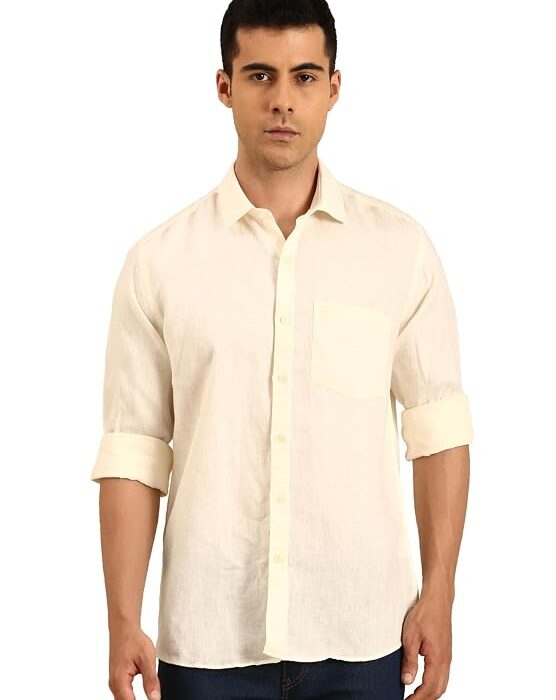 Men's Solid Full Sleeve Pure Linen Casual Shirt | Linen Shirt for Men Off White