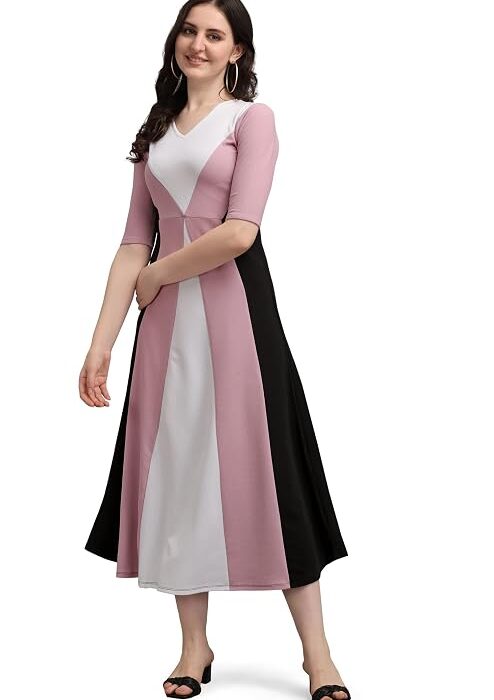 Purvaja Women's Geometric Half Sleeve Maxi Dress