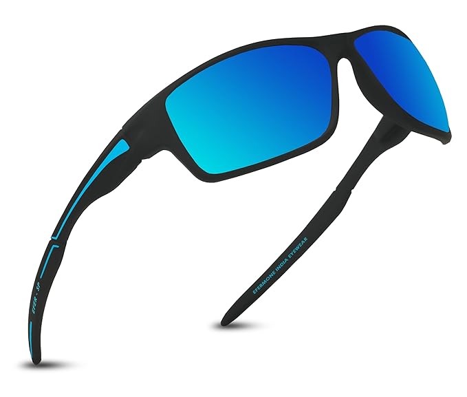 Polarized Sport Sunglasses for Men with Laser Print Design