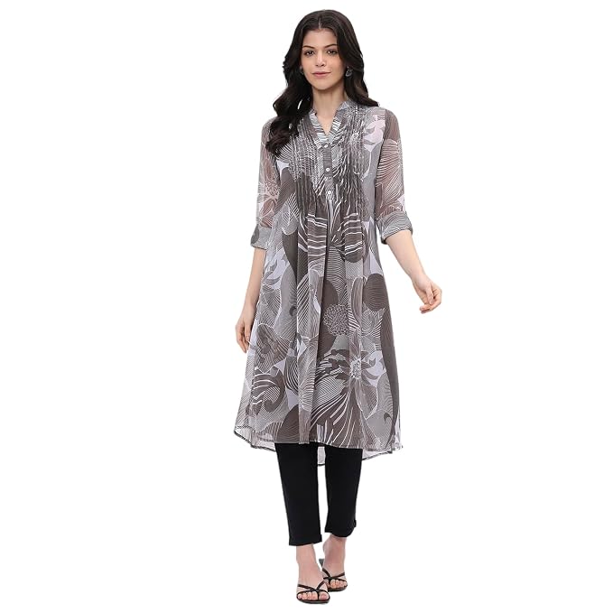 Women Polyester A Line Printed Kurta