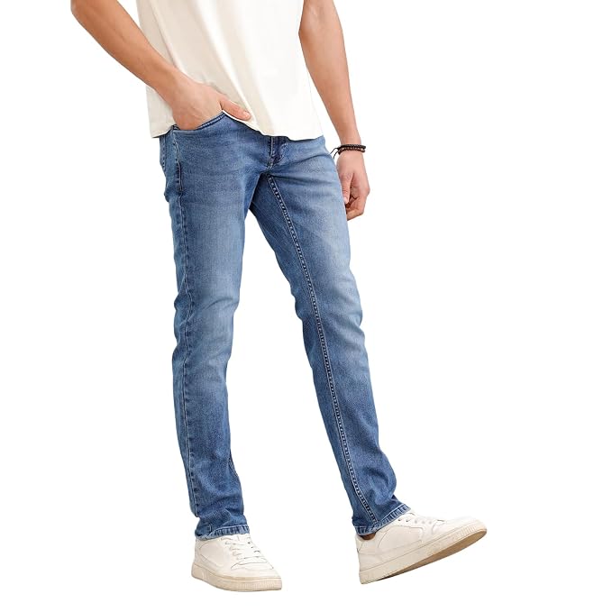 Men's Cotton Stretch Jeans | Solid | Slim Fit