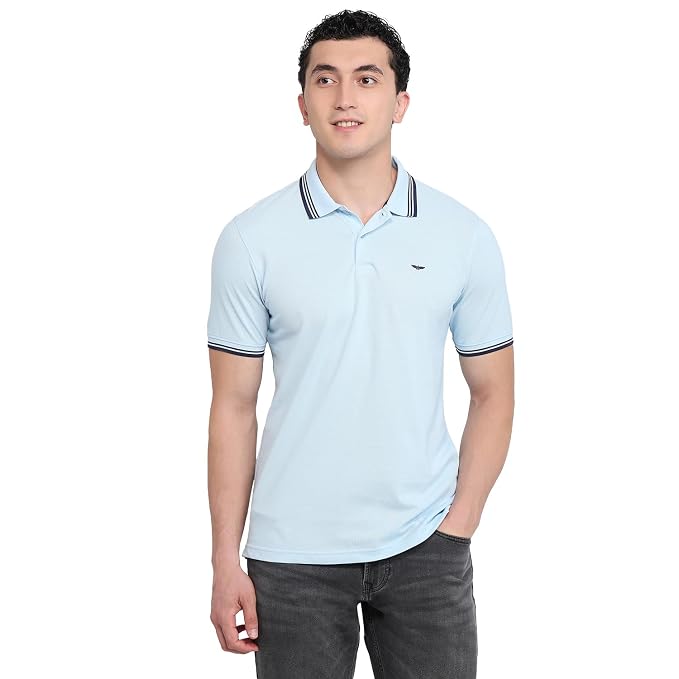 Men Slim Fit Solid Pattern Pure Cotton Polo Neck Half Sleeve Casual T-Shirt