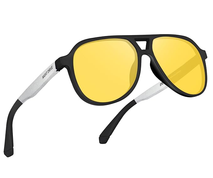 Night Driving Glasses with Cleaning Kit, Yellow Polarized Lens