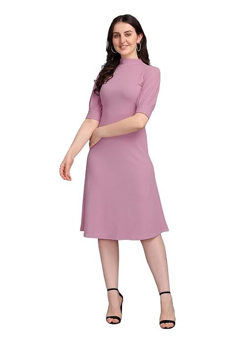 Women's Fit and Flare Knee-Length Dress in Black