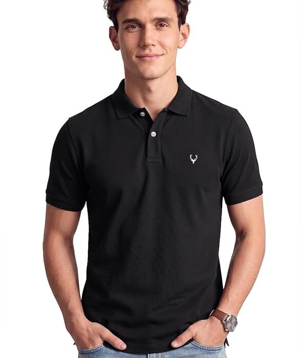 Allen Solly Men’s Polo T‑Shirt | Comfortable Rich Cotton Blend, Band Collar, Regular Fit
