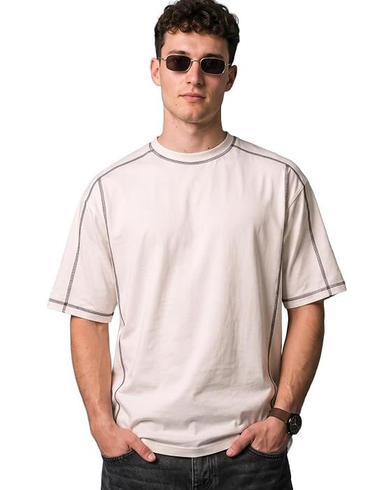 Men White Oversized Spun Cotton T-Shirt