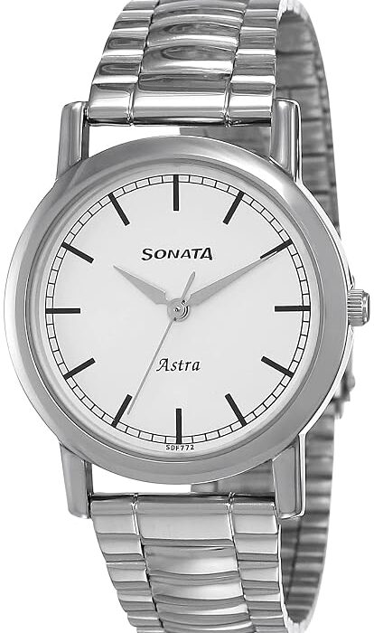 Quartz Analog White Dial Stainless Steel Strap Watch for Men