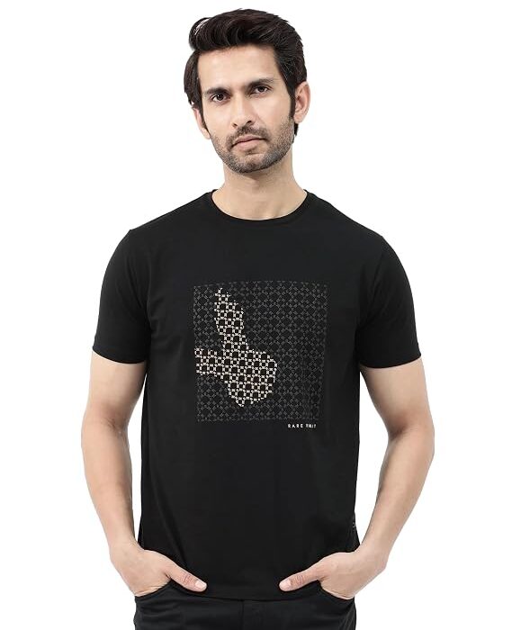 Men's Gene Regular Fit Letter Print Cotton Crew Neck Short Sleeve T-Shirt