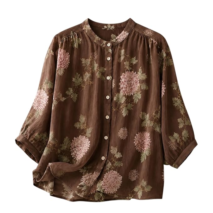 Gufrina Women’s Light Rose Floral Printed Button Down Shirt