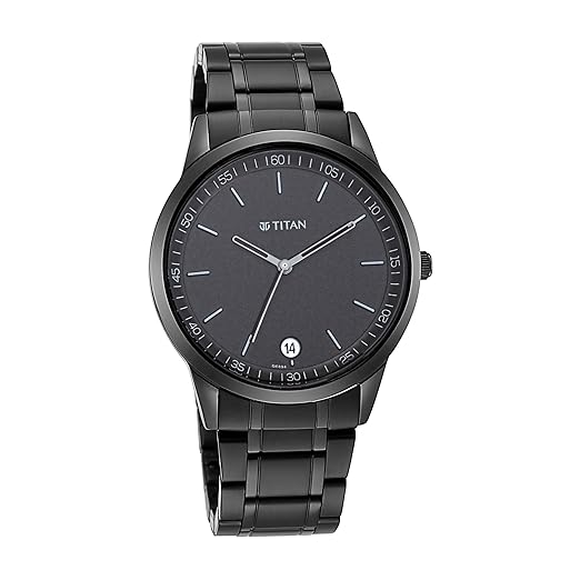Minimalist Quartz Analog with Date Black Dial Black Metal Strap Watc