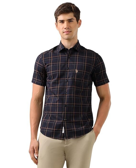 Men's Grid Tattersall Checked Tailored Fit Shirt