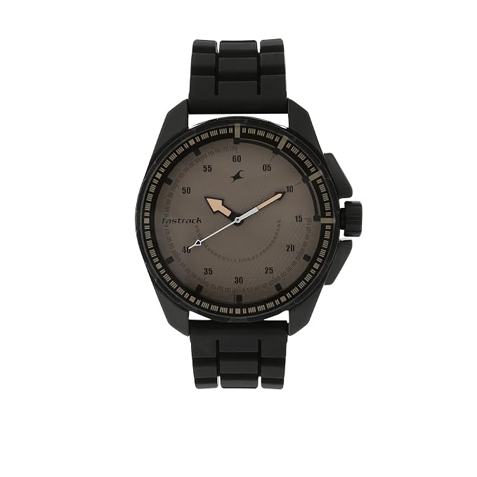 Commando Quartz Analog Brown Dial Black Plastic Strap Watch