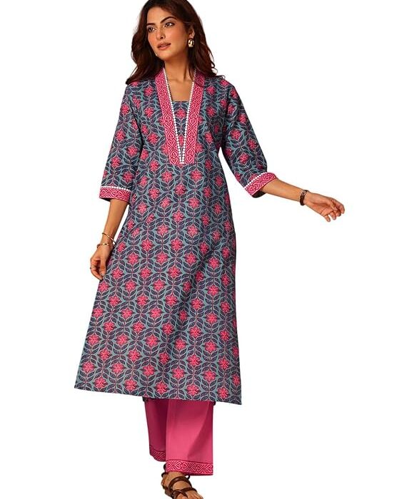Printed Cotton Straight Kurta Suit